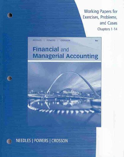 Imagen de archivo de Working Papers, Chapters 1-14 for Needles/Powers/Crosson's Financial and Managerial Accounting a la venta por HPB-Red