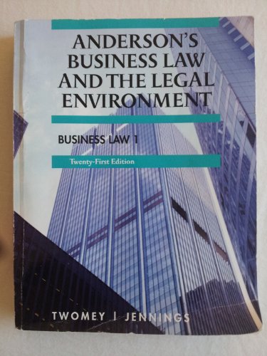 Imagen de archivo de Anderson's Business Law and the Legal Environment a la venta por Buchpark