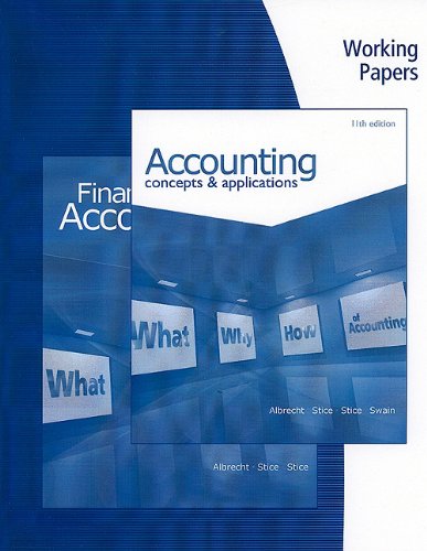 Imagen de archivo de Working Papers for Albrecht/Stice/Stice/Swain's Accounting: Concepts and Applications a la venta por Books Unplugged