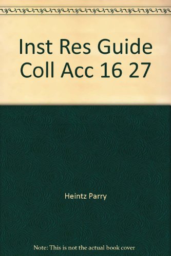Stock image for Inst Res Guide Coll Acc 16 27 for sale by HPB-Red