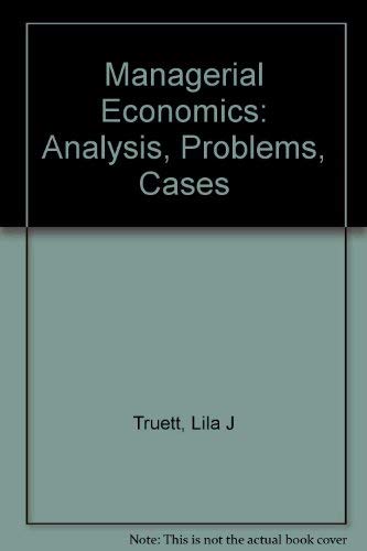 Beispielbild fr Managerial Economics : Analysis, Problems, Cases zum Verkauf von Better World Books