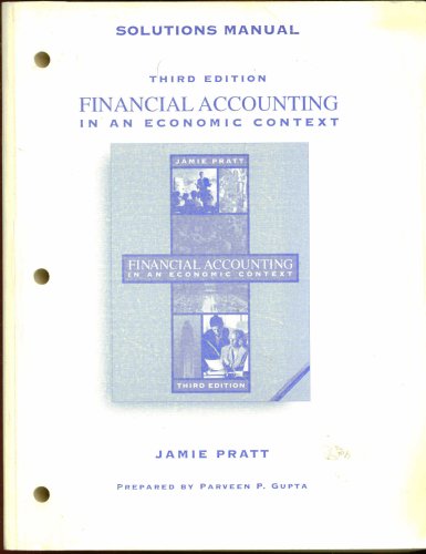 Imagen de archivo de Solutions Manual Third Edition Financial Accounting in an Economic Context a la venta por HPB-Red