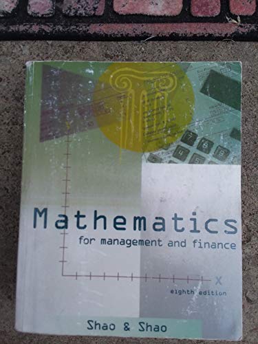 Imagen de archivo de Mathematics for Management and Finance a la venta por HPB-Red