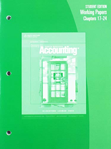 Beispielbild fr Working Papers, Chapters 17-24 for Gilbertson/Lehman/Ross' Century 21 Accounting: General Journal, 8th zum Verkauf von Nationwide_Text