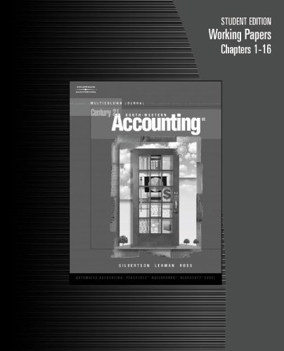 Beispielbild fr Working Papers, Chapters 1-16 for Gilbertson/Lehman/Ross' Century 21 Accounting: Multicolumn Journal, 8th zum Verkauf von Books From California