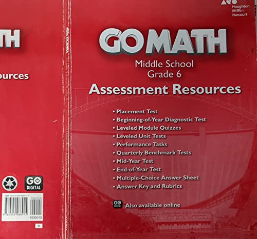 9780544066915: Go Math! Assessment Resource With Answers Grade 6
