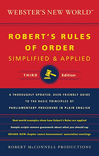 Stock image for Webster's New World Robert's Rules of Order Simplified and Applied, Third Ed. for sale by Your Online Bookstore