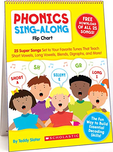 9780545104357: Phonics Sing-Along Flip Chart: 25 Super Songs Set to Your Favorite Tunes That Teach Short Vowels, Long Vowels, Blends, Digraphs, and More! [With CD (A