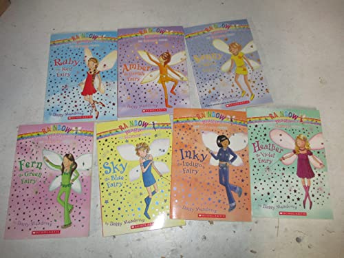 Stock image for The Rainbow Magic Fairies (Original) Complete Set 1-7: Ruby the Red Fairy, Amber the Orange Fairy, Saffron the Yellow Fairy, Fern the Green Fairy, Sky the Blue Fairy, Inky the Indigo Fairy, & Heather for sale by Blindpig Books