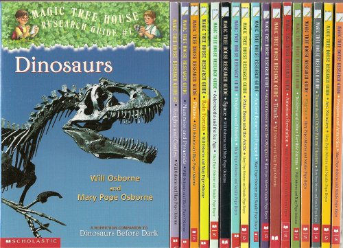 Stock image for Magic Tree House Research Guide 18-Book Set:Amer. Rev'n,Ancient Greece,Ancient Rome,Dinosaurs,Dolphins & Sharks,Knights & Castles,Mummies,Penguins,Pilgrims,Pirates,Polar Bears,Rain Forests,Sabertooths,Sea Monsters,Space,Titanic,Tsunamis,Twisters) for sale by Plum Books