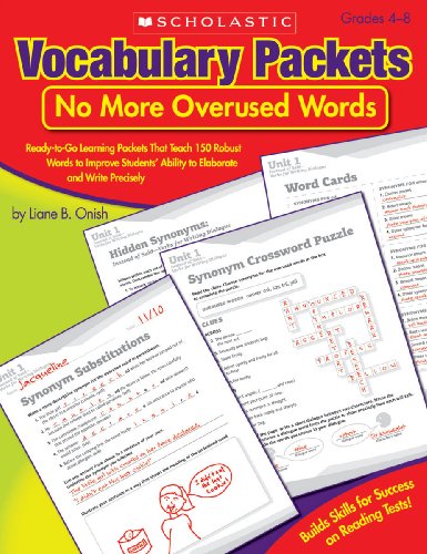 9780545198639: Vocabulary Packets: No More Overused Words: Grades 4-8