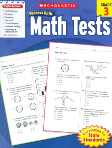 Imagen de archivo de Scholastic Success with Math Tests, Grade 3 a la venta por Orion Tech