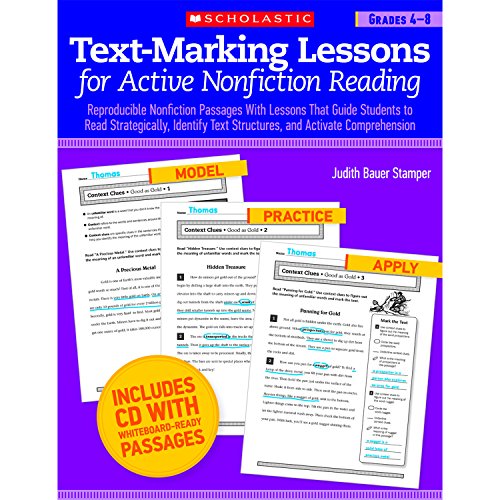 Beispielbild fr Text-Marking Lessons for Active Nonfiction Reading (Grades 4-8): Reproducible Nonfiction Passages With Lessons That Guide Students to Read . Text Structures, and Activate Comprehension zum Verkauf von BooksRun