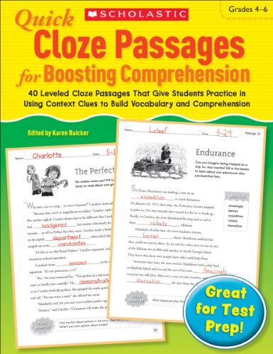 

Quick Cloze Passages for Boosting Comprehension : Grades 4-6
