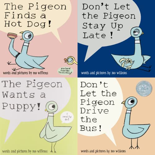 Stock image for Pigeon Pack (4 Book Set) (The Pigeon Finds a Hot Dog!; Don't Let Pigeon the Stay Up Late!; The Pigeon Wants a Puppy!; Don't Let the Pigeon Drive the Bus!) by Mo Willems (2010-05-03) for sale by Book Deals