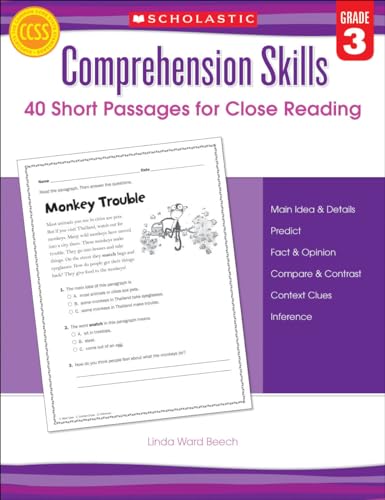 Imagen de archivo de Comprehension Skills: 40 Short Passages for Close Reading: Grade 3 a la venta por Russell Books