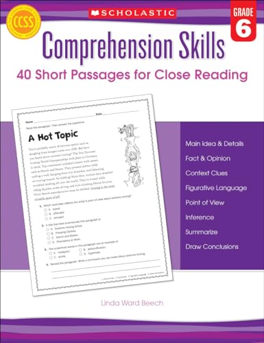 Comprehension Skills: Short Passages for Close Reading: Grade 6 (9780545460576) by Beech, Linda