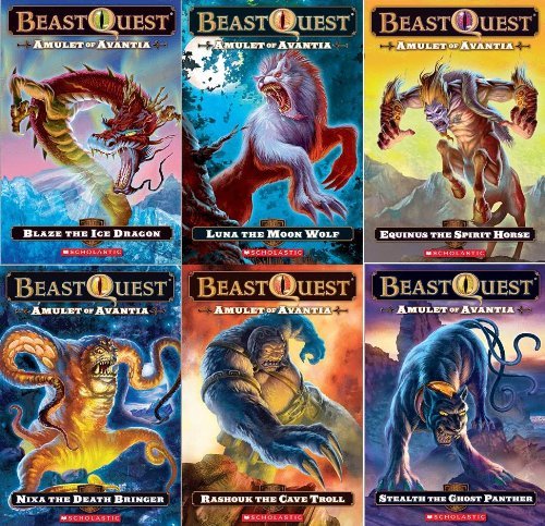 9780545480895: Beast Quest: Amulet of Avantia Box Set: 6 Books Plus Panther Dog Tag (Beast Quest: Amulet of Avantia, Includes: Nixa the Death Bringer, Equinus the Spirit Horse, Rashouk the Cave Troll, Luna the Moon Wolf, Blaze the Ice Dragon, and Stealth the Ghost Panther.) by Adam Blade (2012-08-01)