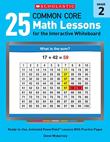 Imagen de archivo de 25 Common Core Math Lessons for the Interactive Whiteboard, Grade 2: Ready-To-Use, Animated PowerPoint Lessons with Practice Pages That Help Students a la venta por ThriftBooks-Atlanta