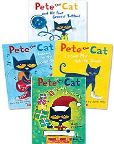 Stock image for Pete the Cat Paperback Book Set: Includes 4 Books:   I Love My White Shoes   Pete the Cat and His Four Groovy Buttons   Pete the Cat Saves Christmas   Rocking in My School Shoes for sale by GoldBooks