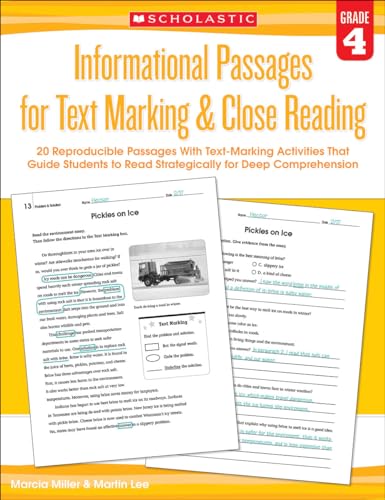 Stock image for Informational Passages for Text Marking & Close Reading: Grade 4: 20 Reproducible Passages With Text-Marking Activities That Guide Students to Read Strategically for Deep Comprehension for sale by Gulf Coast Books