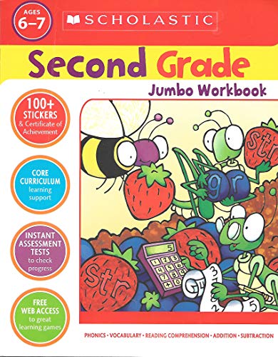 Imagen de archivo de SECOND GRADE JUMBO WOOKBOOK Agea 6-7, Phonics, Vocabulary, Reading Comprehensio a la venta por Gulf Coast Books