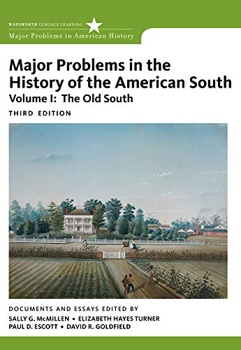 Stock image for Major Problems in the History of the American South, Volume 1 (Major Problems in American History Series) for sale by HPB-Red