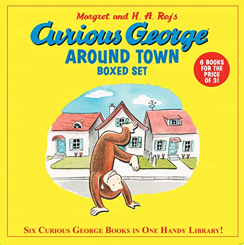 9780547487045: Curious George Around Town Boxed Set: Curious George Dinosaur Discovery / Curious George Goes to a Chocolate Factory / Curious George Makes Pancakes / ... George and the Puppies: 6 Favorite 8x8s!
