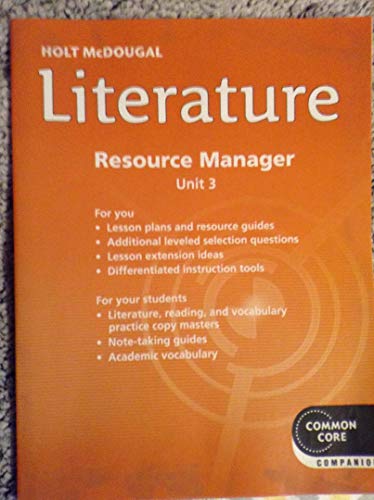 Stock image for Holt McDougal Literature, Grade 11, American Literature: Resource Manager, Unit 3 With Answer Keys (2012 Copyright) for sale by ~Bookworksonline~