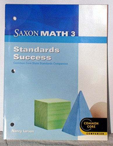 Beispielbild fr Saxon Math 3: Standards Success Book zum Verkauf von HPB-Red
