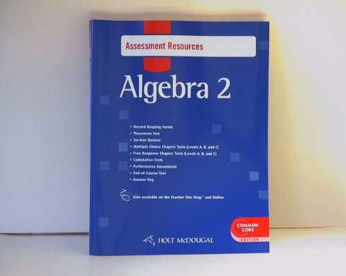 9780547710310 Holt McDougal Algebra 2 Common Core Assessment