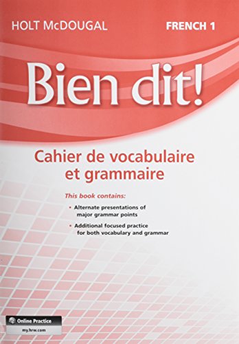 Beispielbild fr Bien Dit!: Vocabulary and Grammar Workbook Student Edition Level 1a/1b/1 (French Edition) zum Verkauf von BooksRun