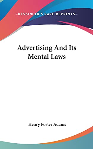Stock image for Advertising And Its Mental Laws for sale by ALLBOOKS1