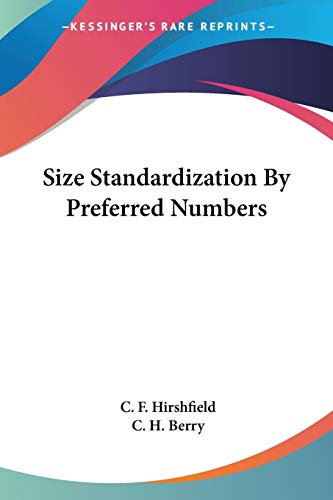 9780548507094: Size Standardization By Preferred Numbers