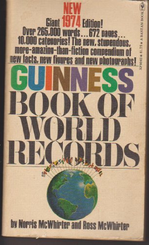 Imagen de archivo de Guinness Book of World Records 1974 a la venta por HPB-Diamond