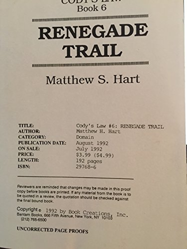 Beispielbild fr Renegade Trail zum Verkauf von ThriftBooks-Dallas