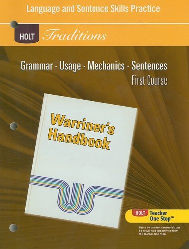 Stock image for Language and Sentence Skills Practice Answer Key: Warriner's Handbook, 1st Course (Holt Traditions Warriner's Handbook) for sale by Wizard Books