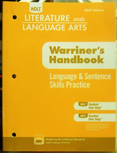 Stock image for Holt Literature and Language Arts Warriners Handbook: Language and Sent for sale by Hawking Books