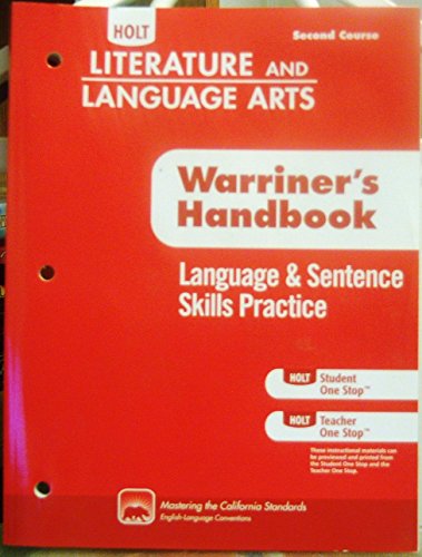 Stock image for Holt Literature and Language Arts Warriners Handbook: Language and Sent for sale by Hawking Books