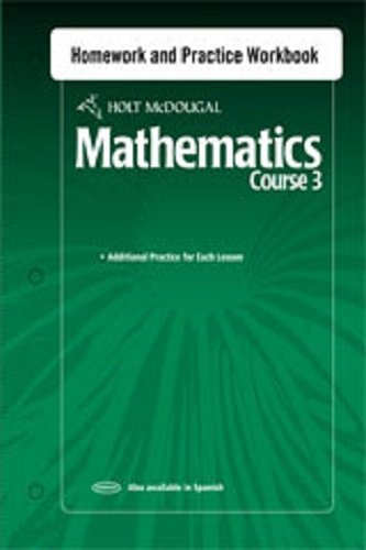 Stock image for Holt McDougal Mathematics: Homework and Practice Workbook Course 3 for sale by SecondSale