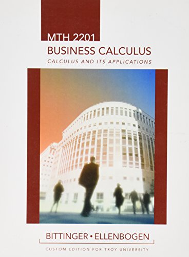 Beispielbild fr MTH 2201 Business Calculus: Calculus and Its Applications zum Verkauf von Wonder Book