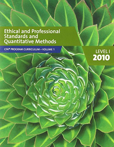 Imagen de archivo de Ethical and Professional Standards and Quantitative Methods Level 1 2010 Vol 1 a la venta por Better World Books