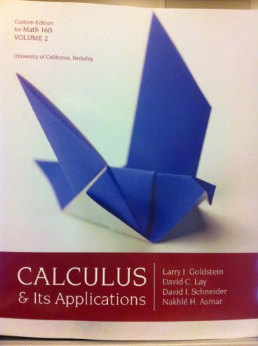 Imagen de archivo de Calculus & Its Applications Custom Edition for Math 16b Volume 2 University of California, Berkeley a la venta por HPB-Red