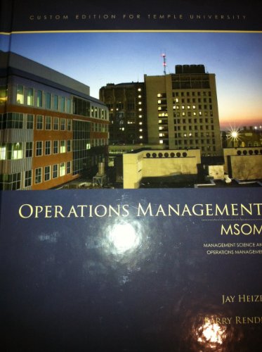 Stock image for Operations Management (Custom Edition for Temple University, MSOM) [Hard Cover] for sale by ThriftBooks-Atlanta