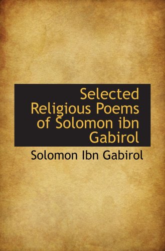 Stock image for Selected Religious Poems of Solomon ibn Gabirol for sale by Revaluation Books