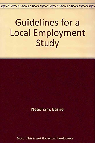 Stock image for Guidelines for a Local Employment Study for sale by Krokodile Books