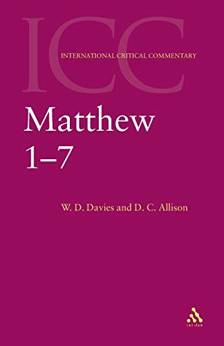 Beispielbild fr Matthew 1-7: Volume 1 (International Critical Commentary) zum Verkauf von GoodwillNI