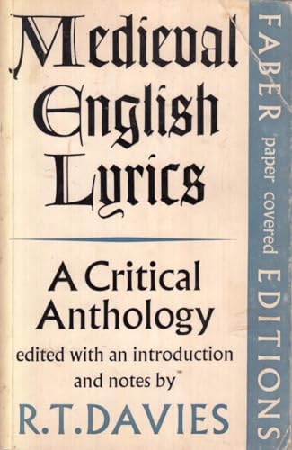 Stock image for Medieval English Lyrics: Critical Anthology for sale by WorldofBooks