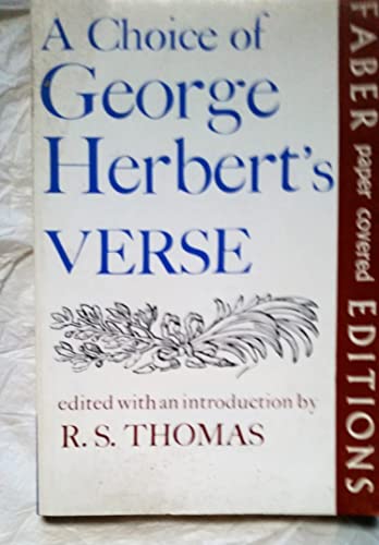 9780571081899: Choice of George Herbert's Verse