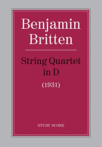 Imagen de archivo de String Quartet in D: Study Score (Faber Edition) a la venta por Magers and Quinn Booksellers